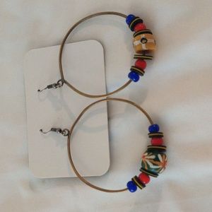 Boho Painted Bead Hoop Earrings